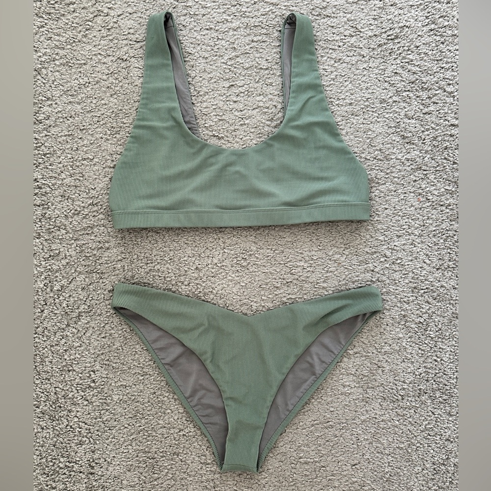 Beach Riot Bikini - Peyton Ribbed Bikini Top and Vanessa High Cut Bikini Bottoms